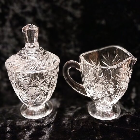 Vintage Sullivans Hand-Made 24% Pbo Cut Glass Pitcher/Creamer and sugar set - Picture 4 of 9